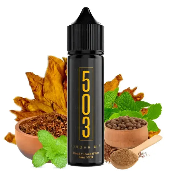 E-Liquide Kashdar Mint 503 avec saveur tabac blond et mélange rafraîchissant, bouteille de e-liquide pour cigarette électronique