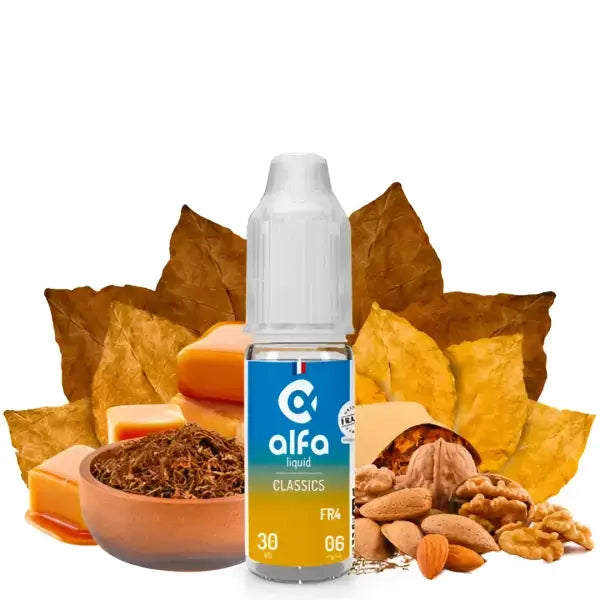 Sels de nicotine Alfa Liquid FR-4 Alfa Liquide Best Seller Classic Blond Sec, liquide de 10 mg/ml, composition 50PG/50VG.