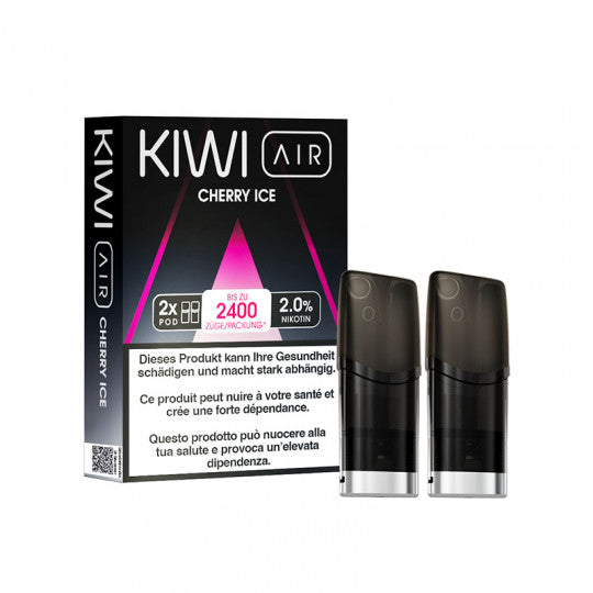 Cartouches Kiwi Air Cherry Ice de Kiwi Vapor, pack de 2, avec saveur cerise glacée pour cigarette électronique.