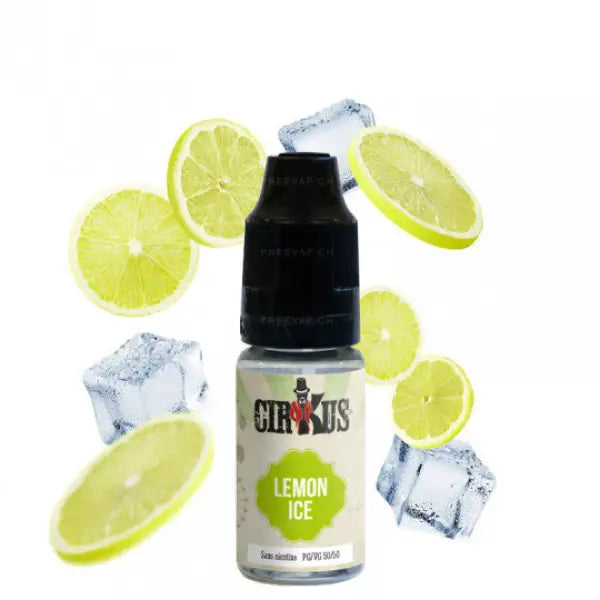 E-liquide Cirkus Lemon Ice de VDLV, liquide authentique au citron glacé, prêt à vaper, flacon de 6 mg/ml.