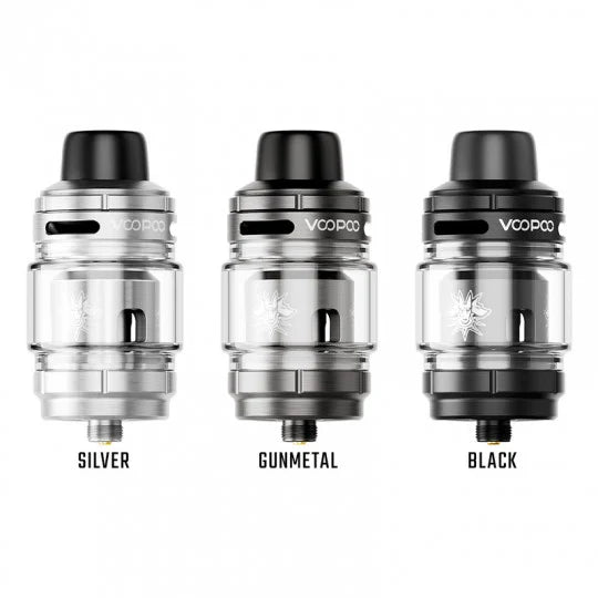 Clearomiseur Voopoo Uforce X Tank 2 avec réservoir en verre et embouts d’atomiseur, design moderne pour vapotage.