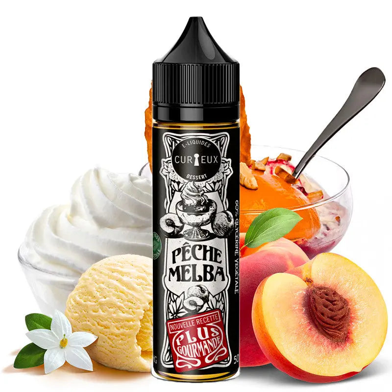 E-Liquide Pêche Melba - Édition Dessert by Curieux | 50ml "Shortfill 70ml" - Purevape.ch