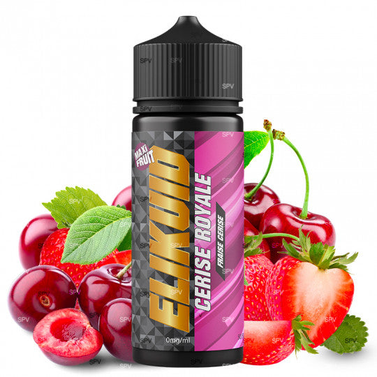 E-liquide Cerise Royale Elikuid Street par O'Jlab, flacon de 100ml avec étiquette colorée et design attrayant.