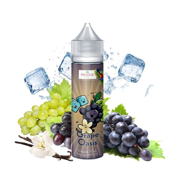 Grappe Oasis 50ml, e-liquide sans nicotine de Prestige Fruits, bouteille de 50 ml avec saveur fruitée de raisin.
