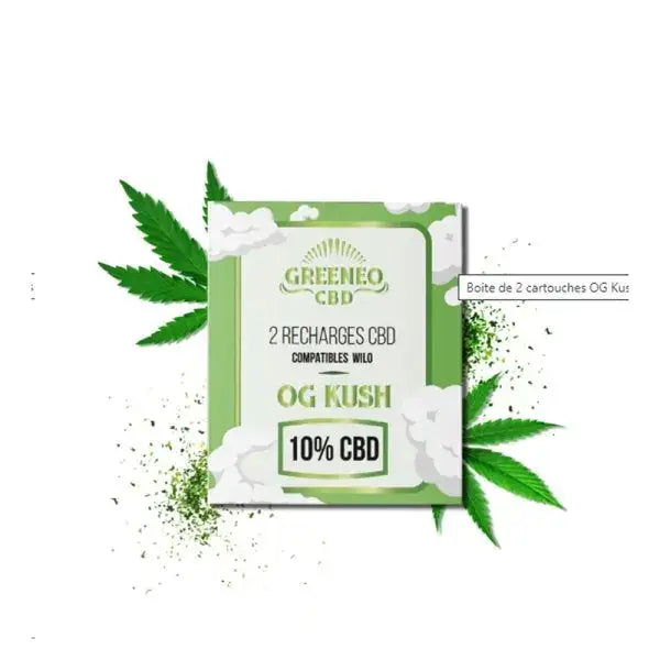 Cartouche de CBD Greeneo Wilo x Og Kush, consistance dense et aromatique, pour vapoteuse de CBD.