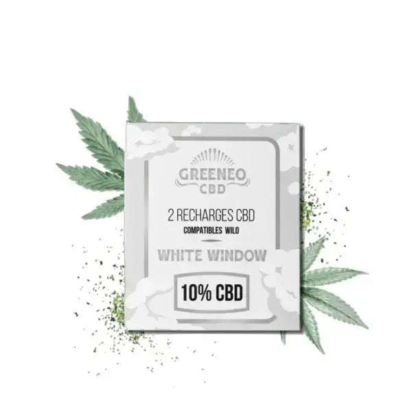 Cartouches CBD White Window Greeneo, produit de cannabidiol en format cartouche pour vapoteuse.