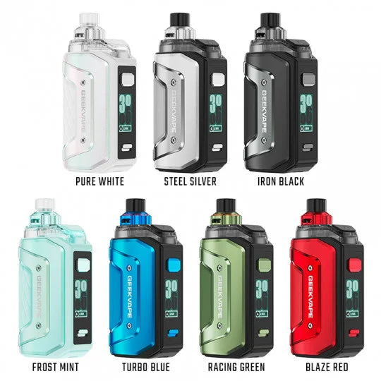 Kit complet GeekVape Aegis Hero 5 avec mod et atomiseur, design robuste et ergonomique pour vapoteurs.