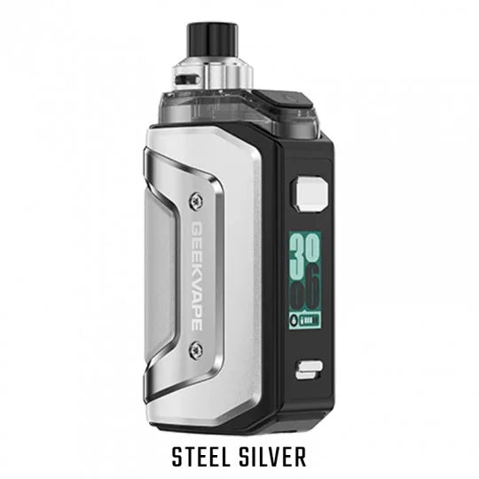 Kit complet GeekVape Aegis Hero 5 avec écran, batterie intégrée et accessoires, conçu pour une vapoteuse robuste et performante.