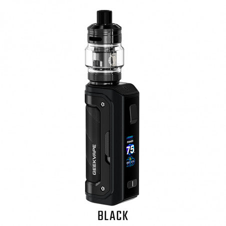 Kit Aegis Mini 5 GeekVape en noir, kit complet avec mod et accessoires visibles, conçu pour vapoteurs exigeants.