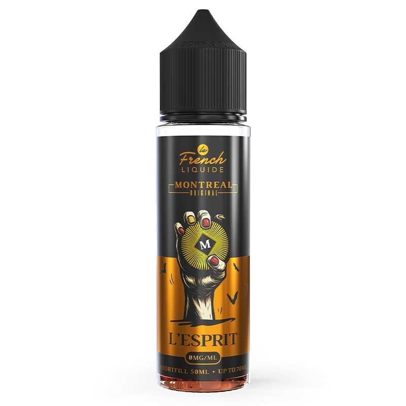 E-liquide L'esprit Le French Liquide 50ml avec bouteille en plastique, saveur raffinée pour cigarette électronique.