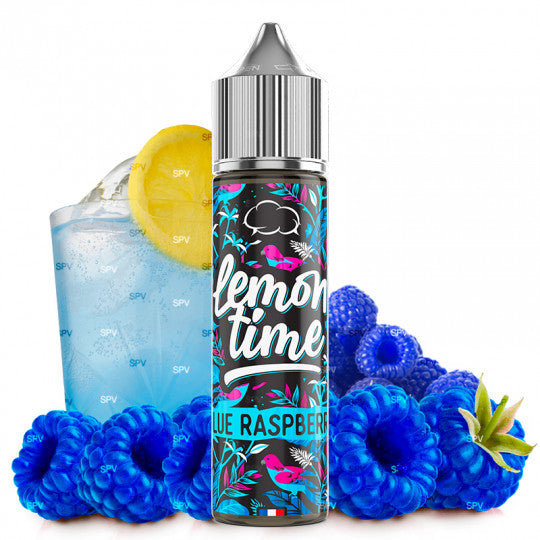 E-Liquide Lemon'Time par Eliquid France, saveur Framboise Bleue, flacon de 50 ml dans un flacon de 70 ml.