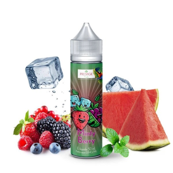 E-liquide Minty Berry 50ml Oasis par Prestige Fruits, bouteille avec saveur mentholée et fruitée, vue de face.