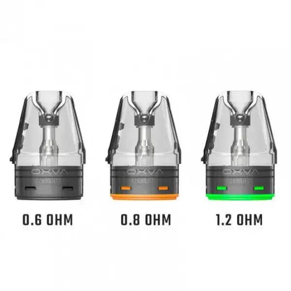 Cartouches OXVA Nexlim d’Oxva avec résistances Dual Mesh, pack de 3, pour cigarette électronique, vue de face.