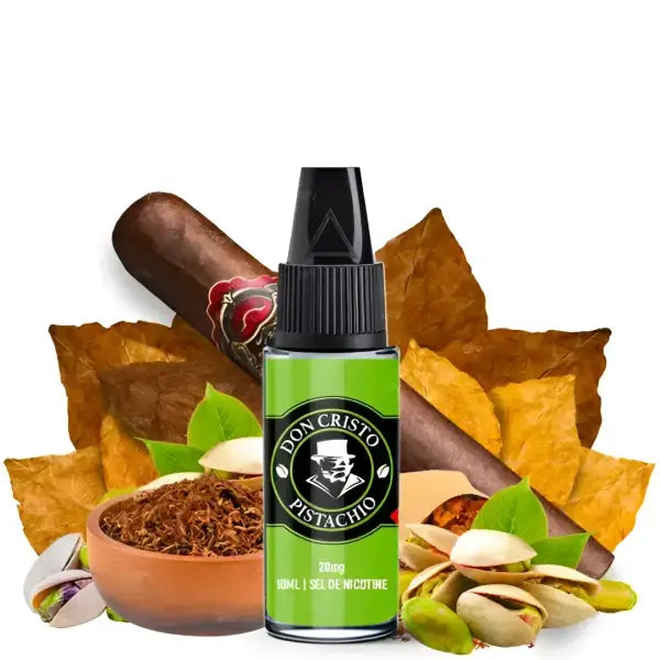 Sels de nicotine Don Cristo Pistachio de PGVG Labs, flacon de 10 mg/ml, saveur pistache, concentrés pour vapotage.