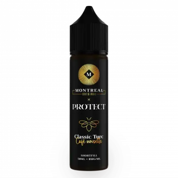 E-liquide Protect X Montréal Classic Turc Café Noisette avec flacon de 10 ml, saveur café noisette, pour cigarette électronique