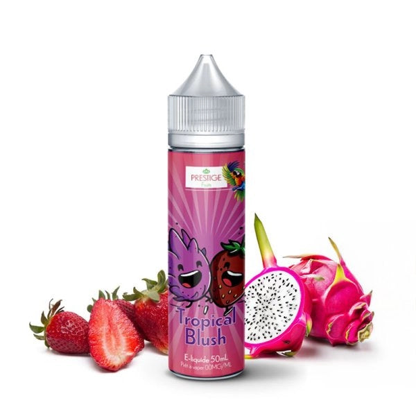 E-liquide Tropical Blush 50ml de Prestige Fruits avec saveur fruitée tropicale, dans un flacon de 50 ml, sans nicotine.