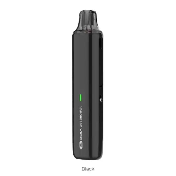 Pod Vaporesso Vibe SE Kit, un pod noir avec design compact, adapté pour une inhalation facile et une utilisation quotidienne.